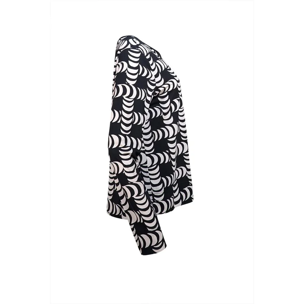 Tory Burch - Black & White Geometric Print Long Sleeve Top Sz M
